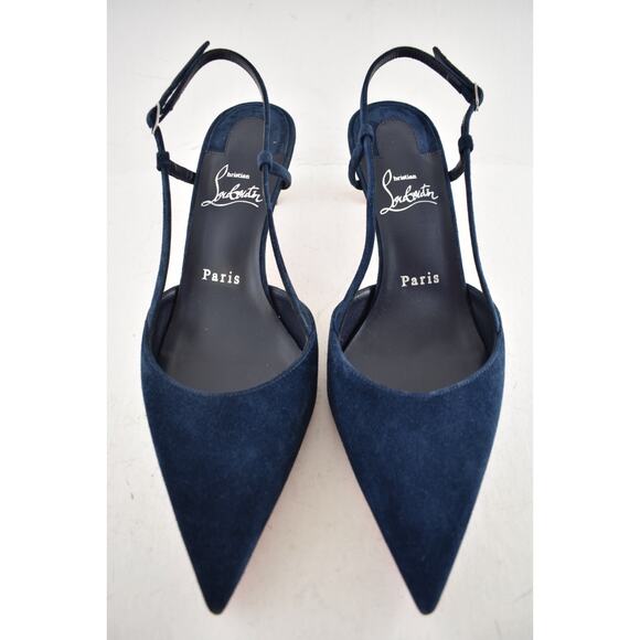 Christian Louboutin Condoroline 55 Marine Blue Slingback Strap Heel Pump 35.5 - Picture 5 of 14
